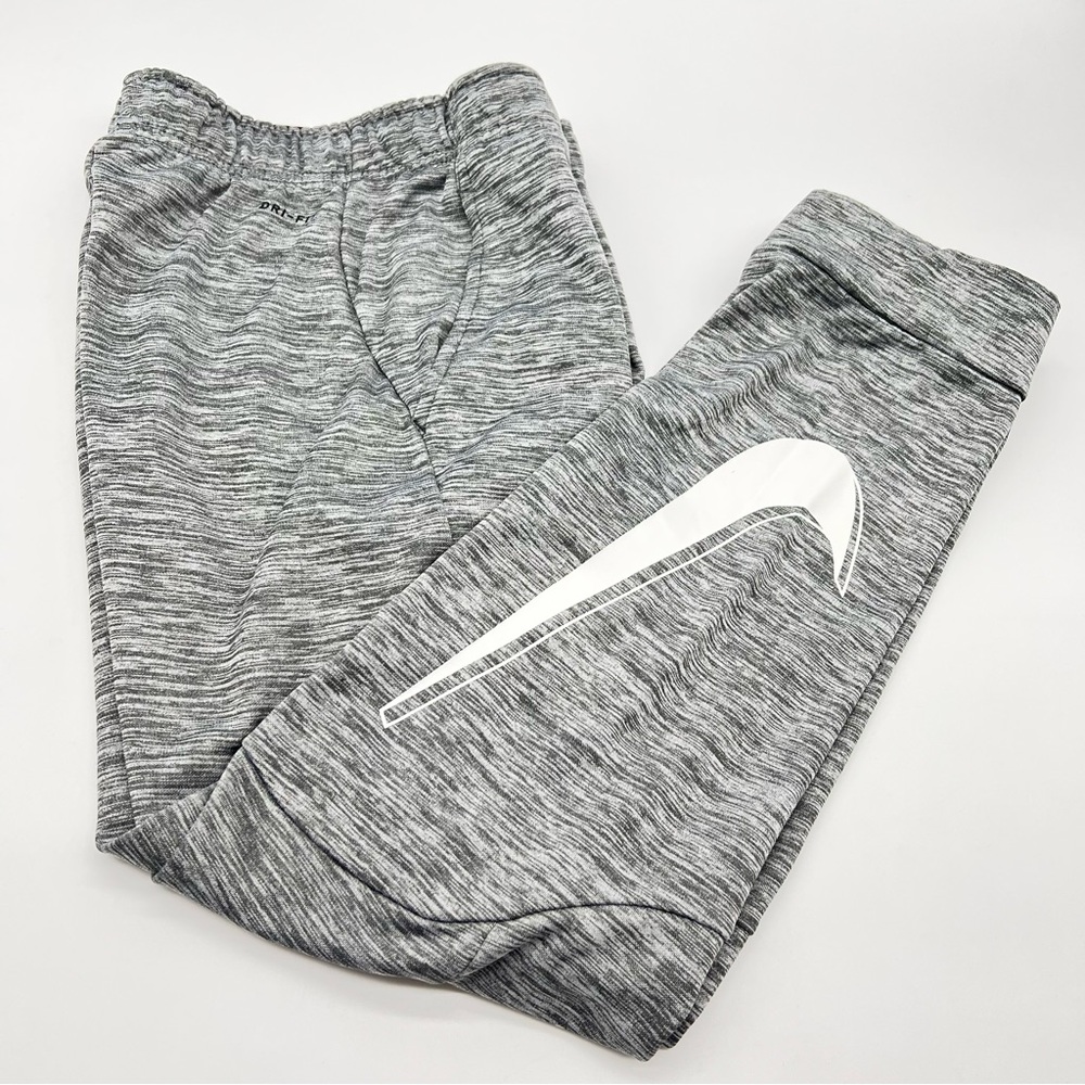 Nike Unisex Kids Heather Gray Space Dyed Sweatpants w/Large White Swoop on Calf